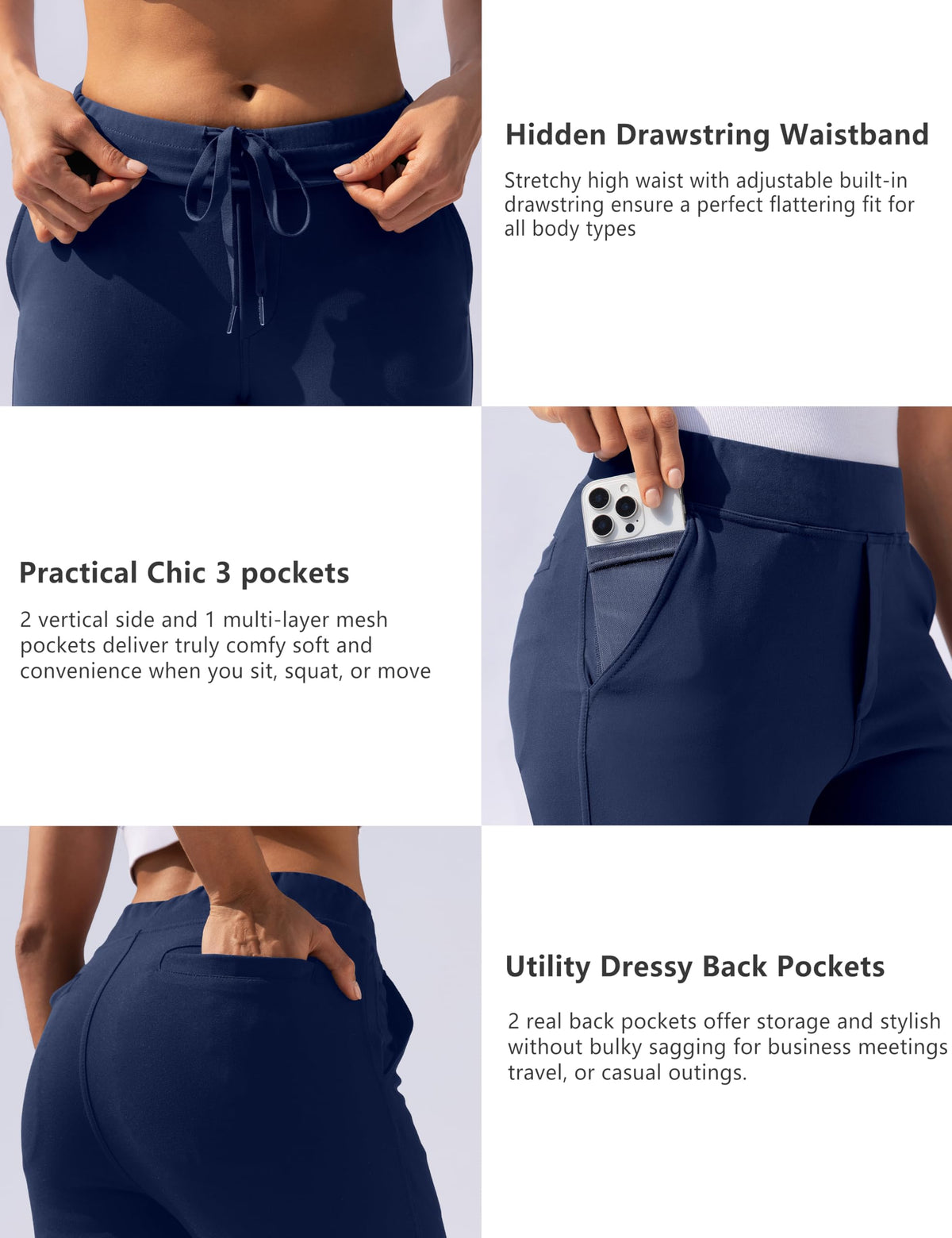 VOOVEEYA ankle-length pants create a taller, slimmer look for versatile styling.