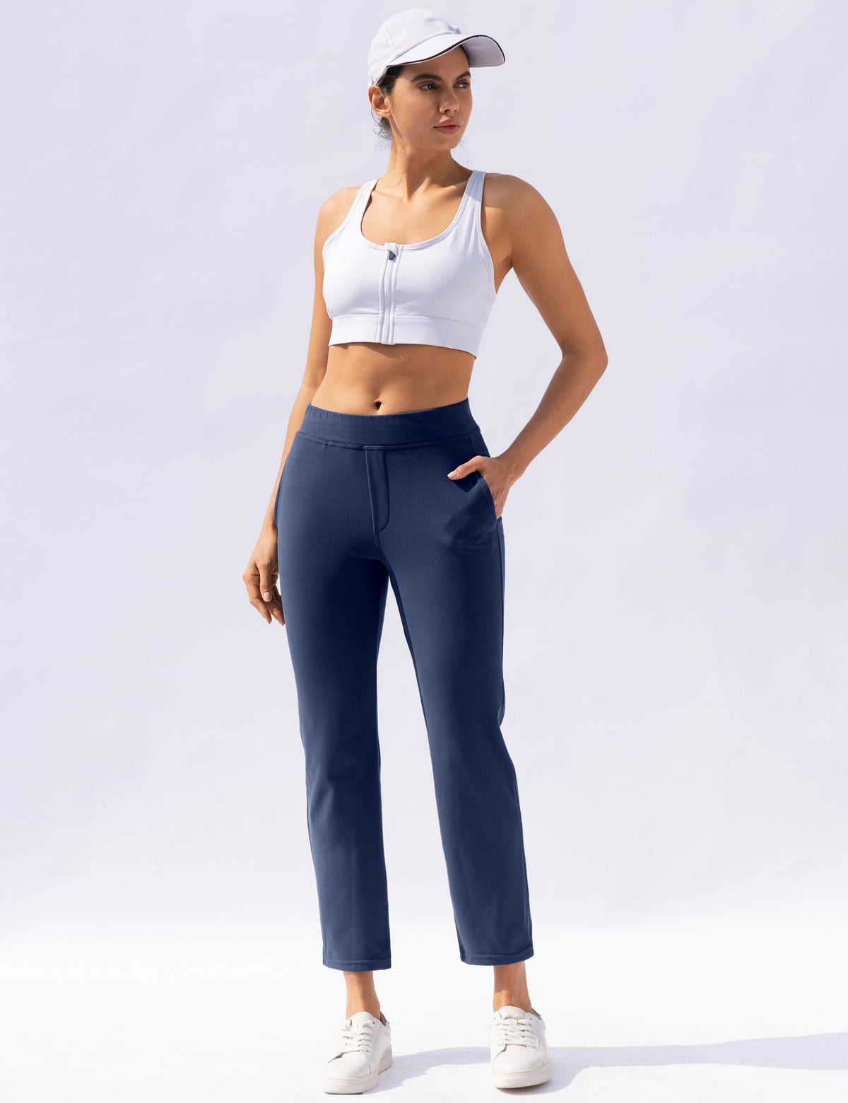 VOOVEEYA navy blue work and travel pants suit many outfits and occasions.