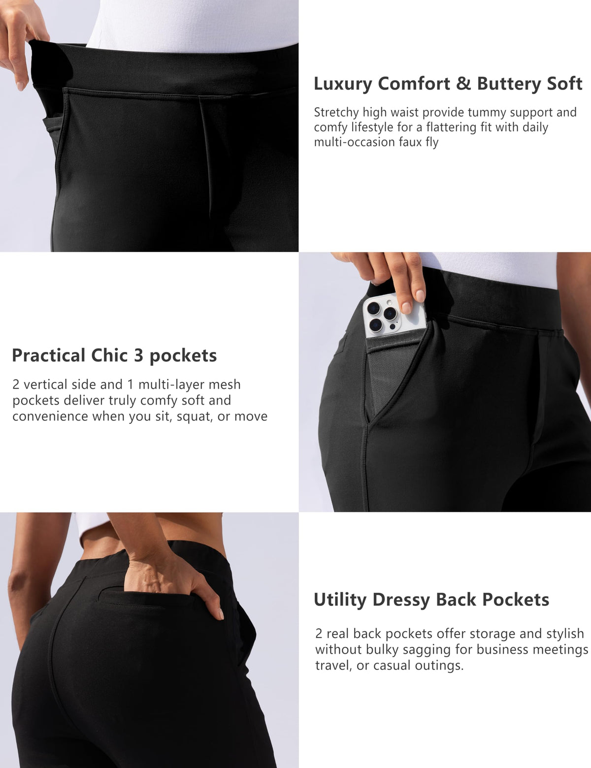 7/8 length ankle pants creating a taller, sleek profile for daily wear.