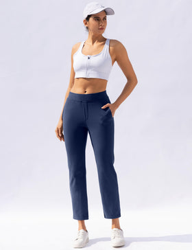 VOOVEEYA 7/8 length pants create a slim, energetic look.