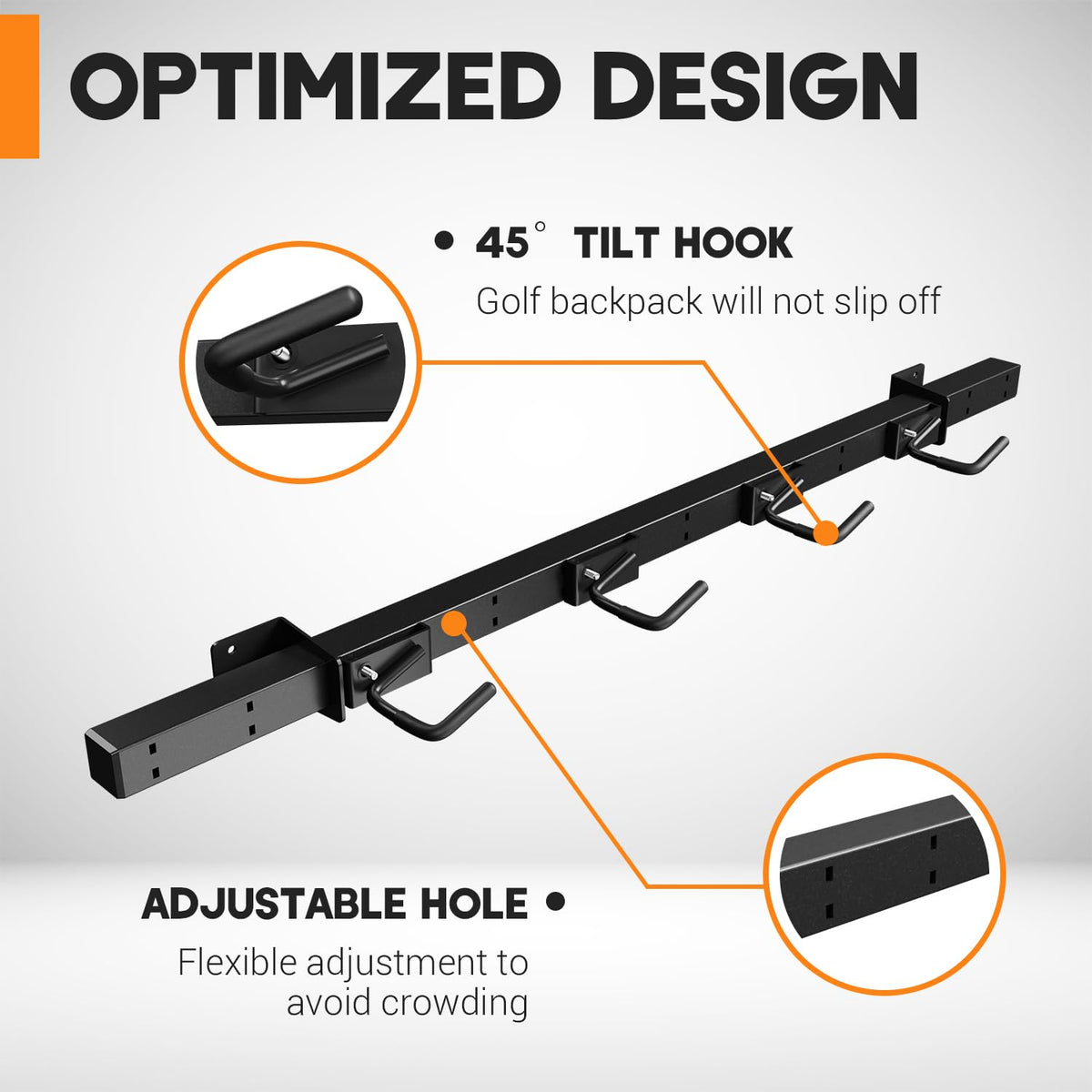 Vornalex wall mount hooks keep bags securely in place with a 45-degree grip