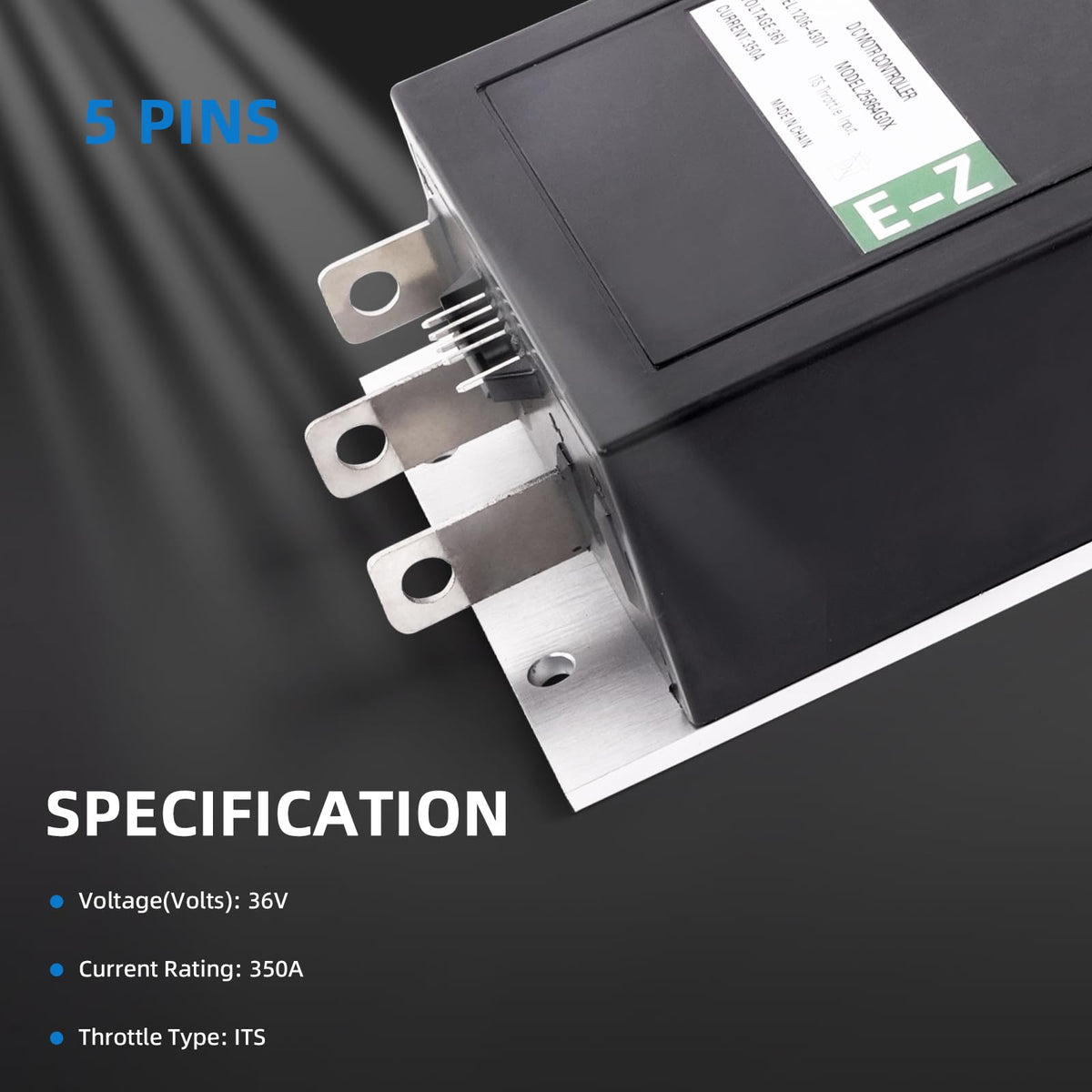 VORGENS packaging highlighting 36V 350A suitability