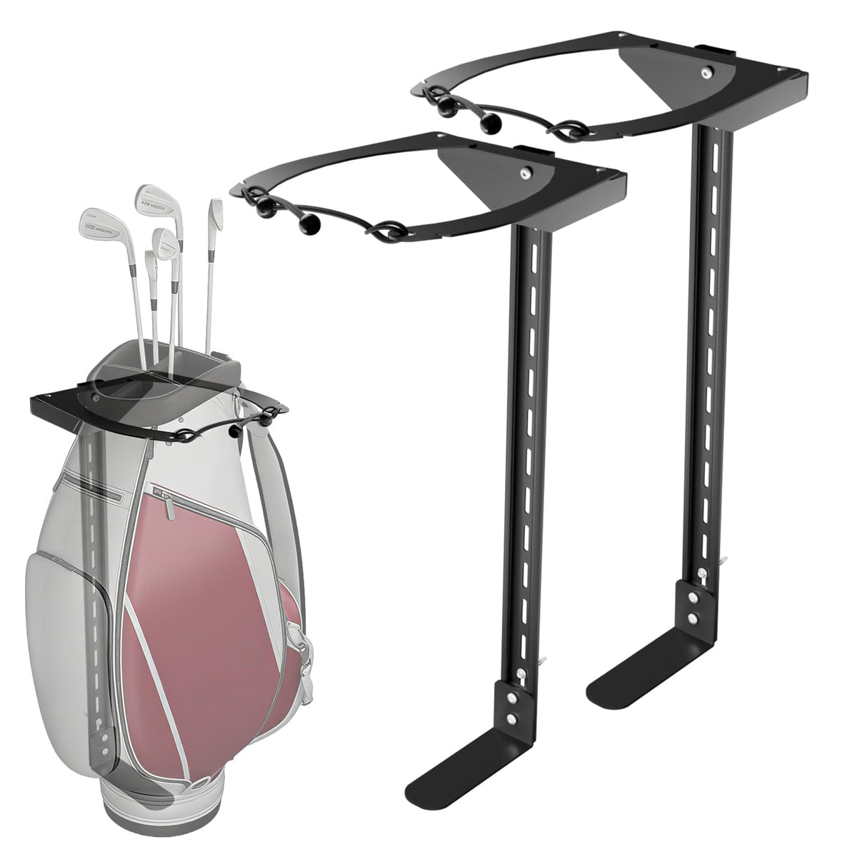 Vornalex wall-mount golf bag hanger keeps bags off the floor and saves space