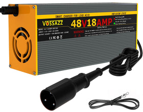 VOSSAZZ 48V Club Car charger front view with compact design for easy storage.