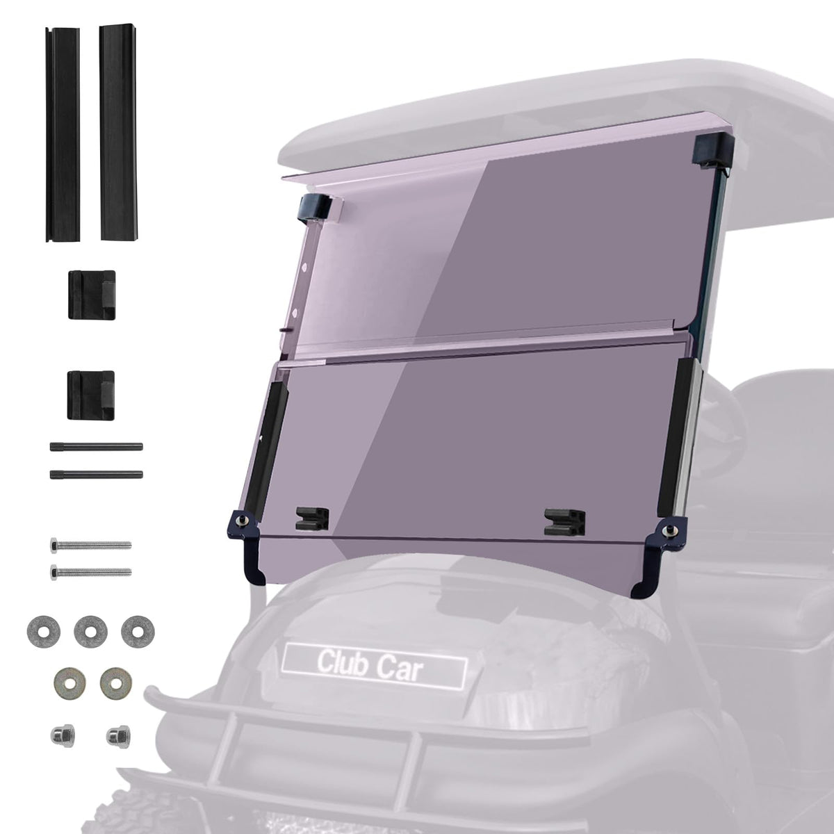 VPAHub Club Car Precedent Tempo windshield installed for clear visibility.