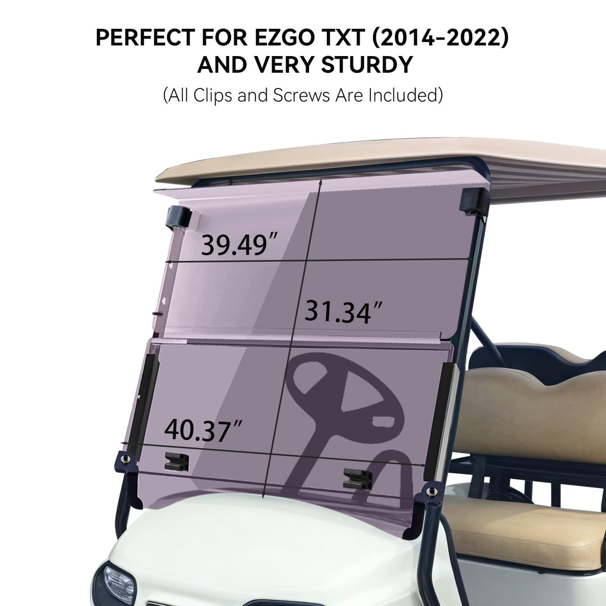 VPAHub EZGO TXT 2014+ windscreen fits EZGO TXT with a low-profile look