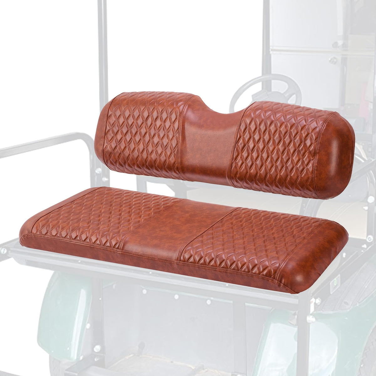 VPAHub diamond rear seat cover in brown for golf carts, waterproof protection and comfort.