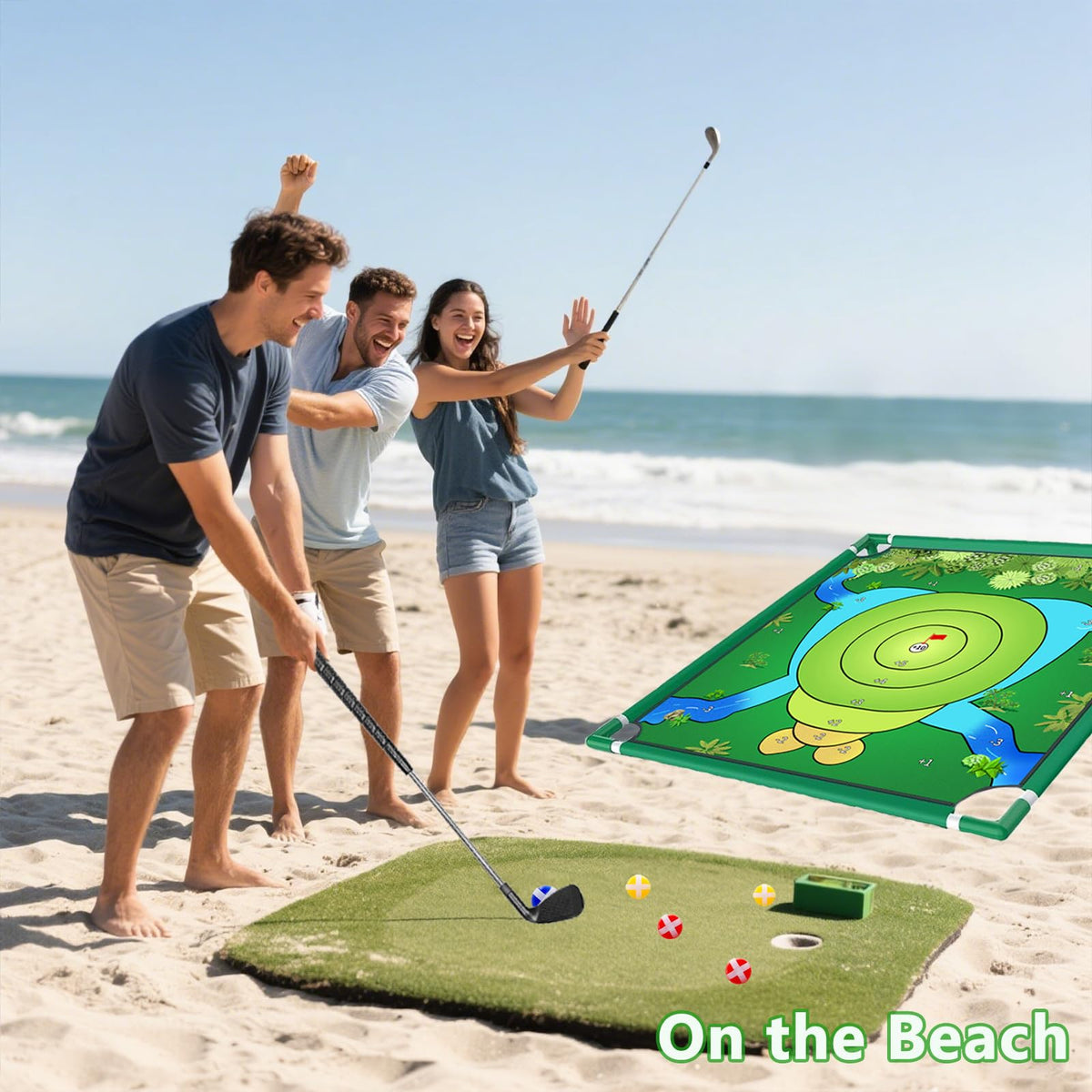 VQRZG Office party setup promotes social golf-style fun.