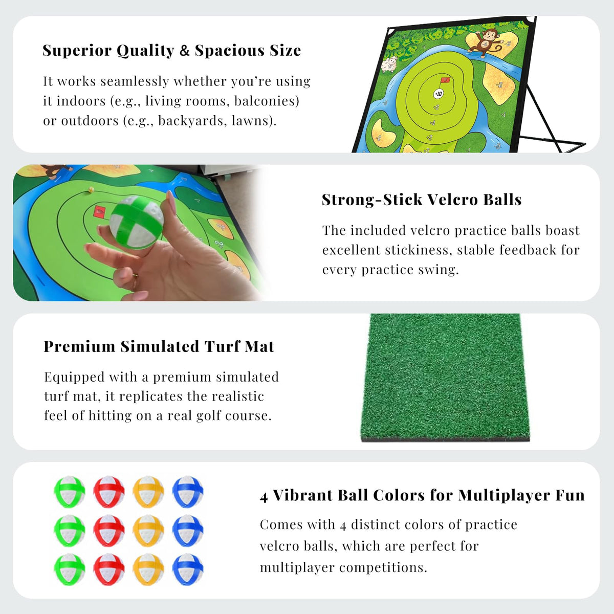 VSOCIRT family-friendly training set supports adults and kids in chip shot drills.