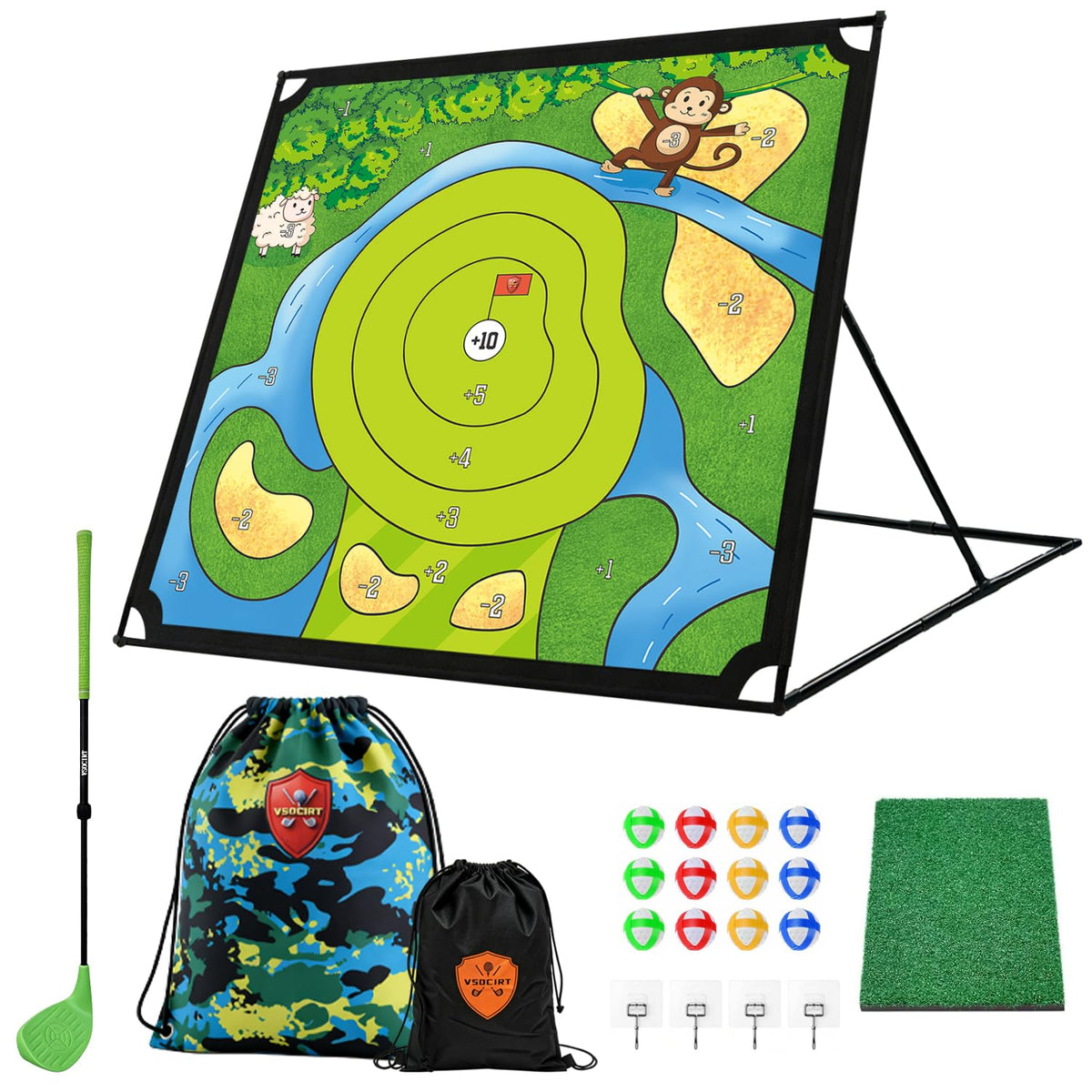 VSOCIRT golf chipping play mat for indoor outdoor practice and fun.