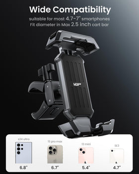 VUP golf cart phone holder sturdy-durable design protects phone on rough rides