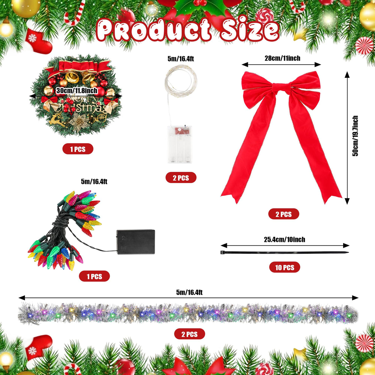 Vynium silver tinsel garland adds shimmer and durability to outdoor decor.