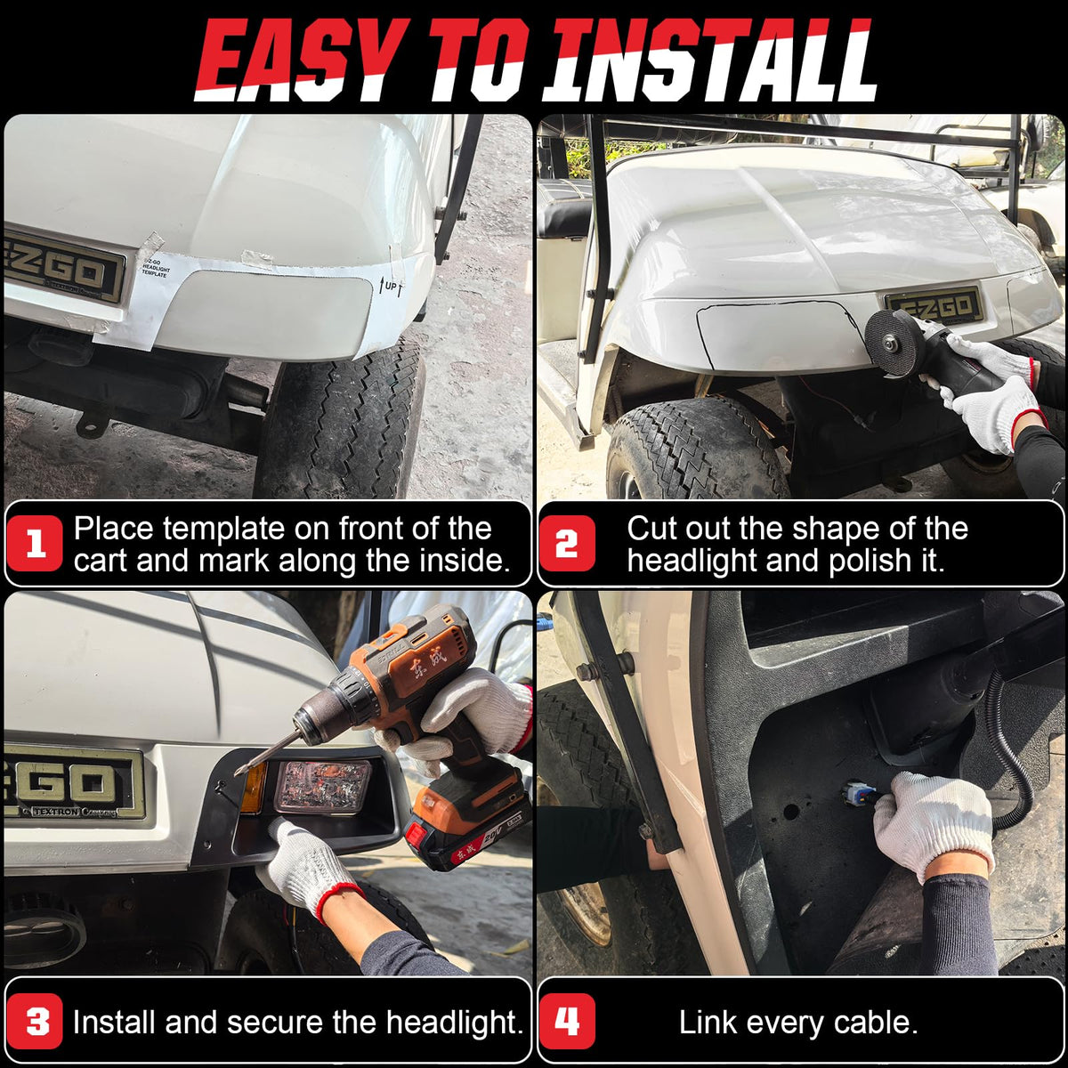 VYYOKMU LED taillight right for EZGO TXT improves signaling and nighttime safety.