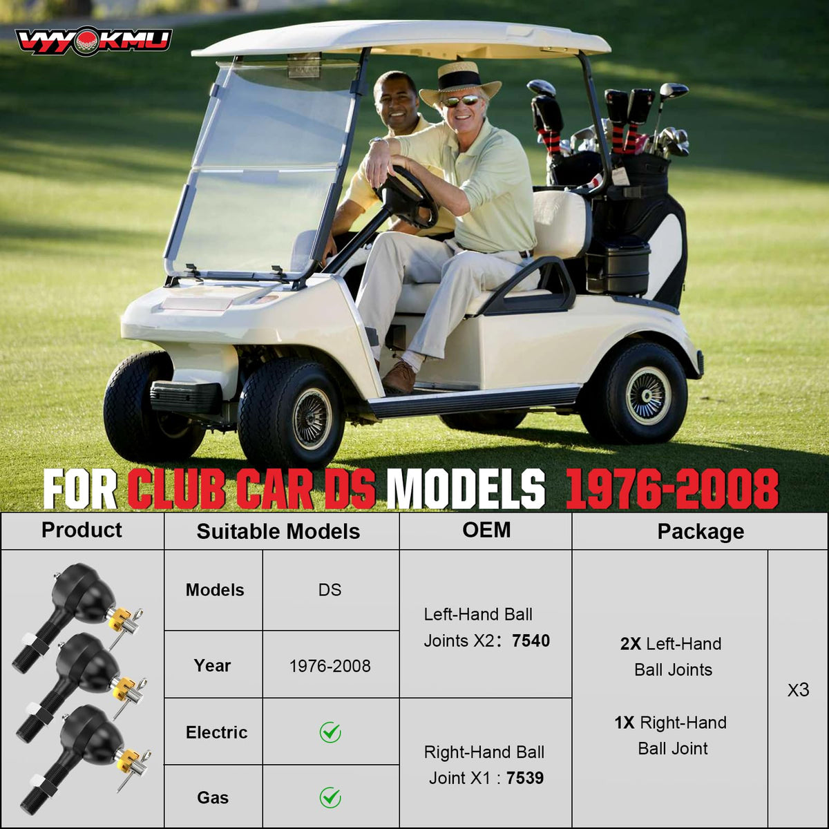 VYYOKMU grease-fitting joints allow easy maintenance and lubrication.