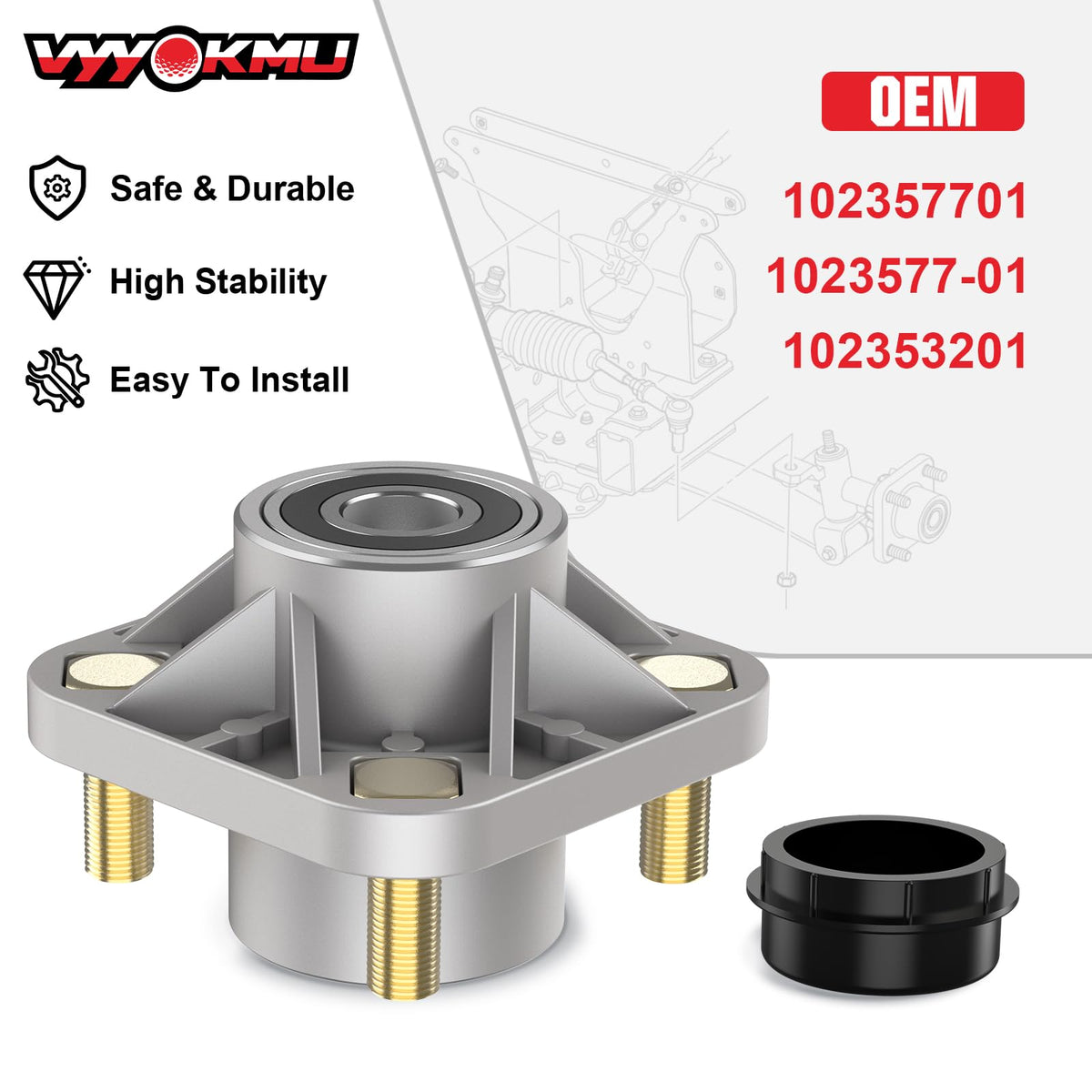 VYYOKMU Club Car DS/Precedent hub assembly matching original specs.