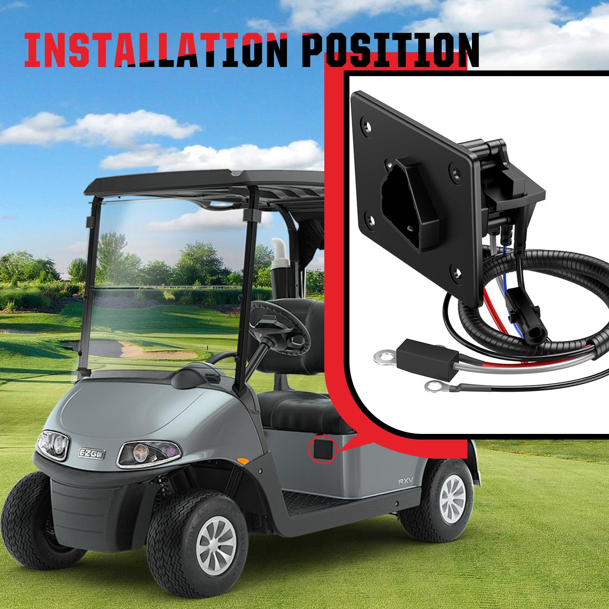 VYYOKMU EZGO 2Five socket connection for 48V carts enables seamless power transfer.