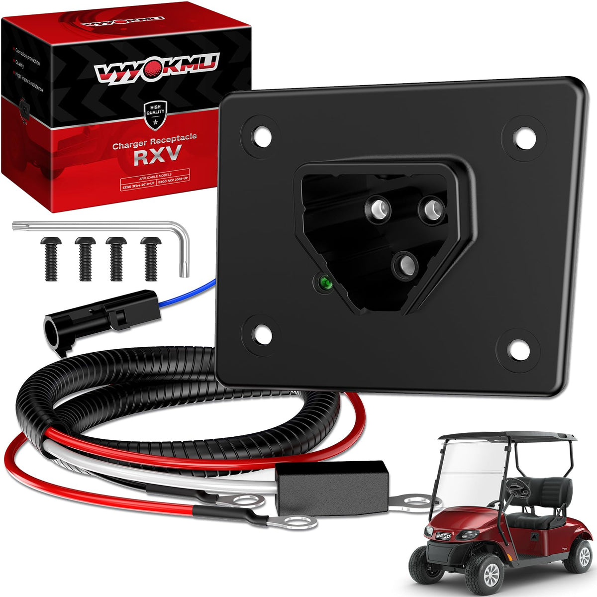 VYYOKMU EZGO 48V charger receptacle for RXV and TXT delivers reliable charging.