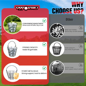 VYYOKMU portable golf ball basket ready for cart or yard use.