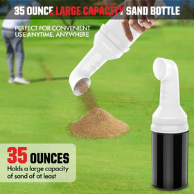 Close-up of the 35 oz VYYOKMU bottle showing generous capacity for divots