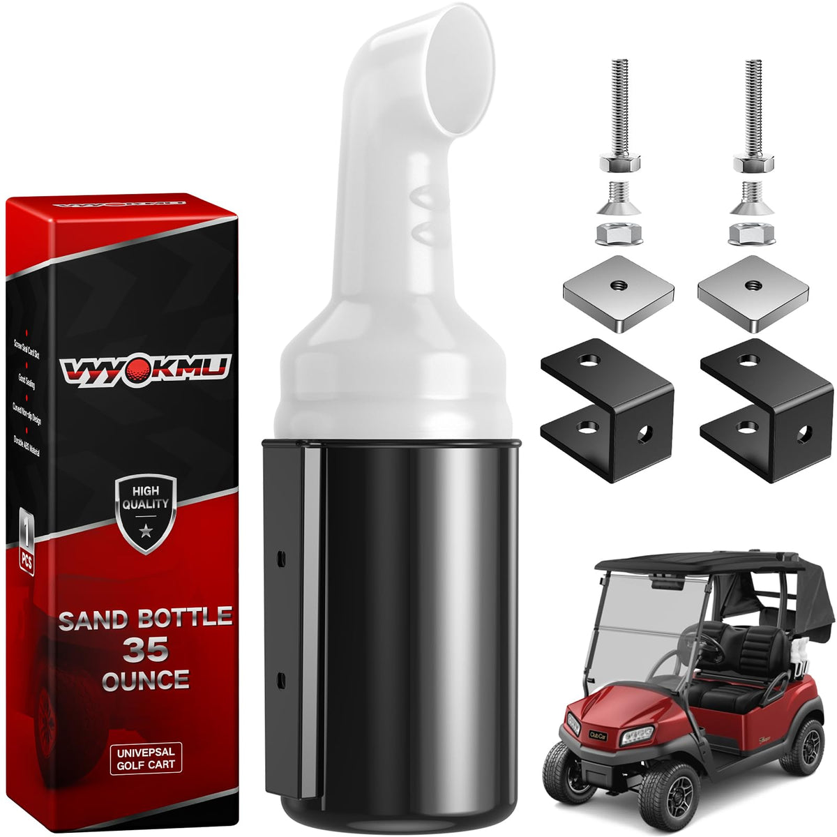 VYYOKMU sand bottle holder bracket mounted on a golf cart for a secure no-drill install