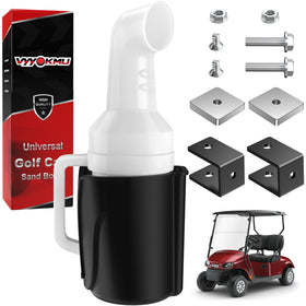 VYYOKMU sand bottle holder mounted on a golf cart for easy divot filling