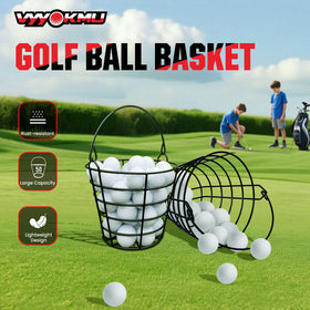 VYYOKMU stainless steel golf ball bucket holding 50 balls securely.
