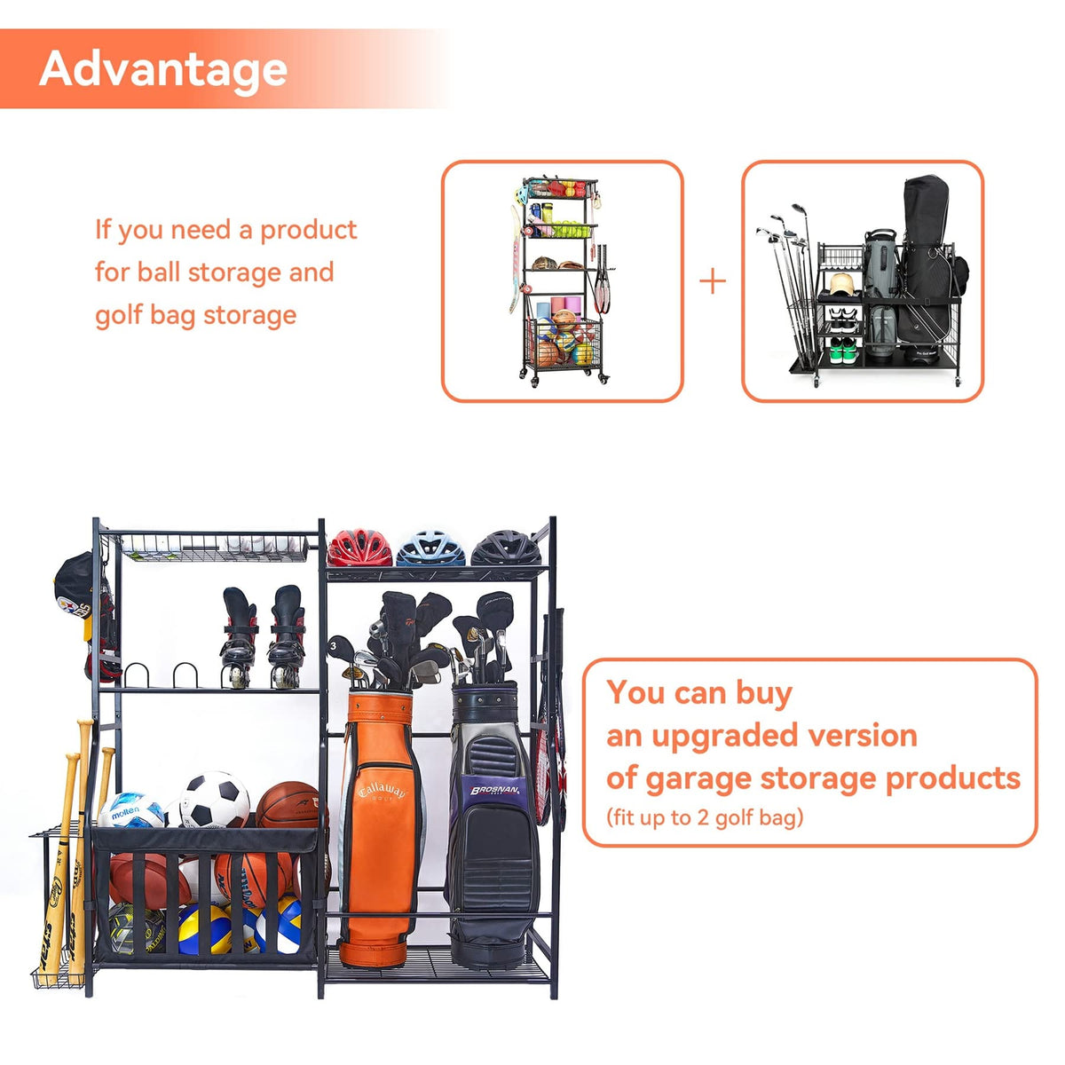 WALMANN ball storage rack wide angle highlights compact floor-saving design.