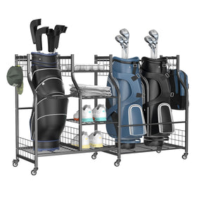 WALMANN garage golf bag storage stand keeps gear neatly organized and accessible.