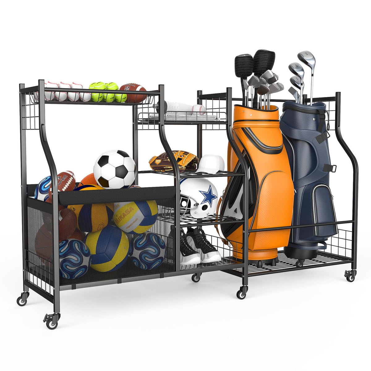 WALMANN golf bag storage rack with wheels for easy access
