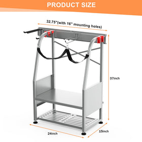 WALMANN sturdy steel construction with silver finish protects gear.