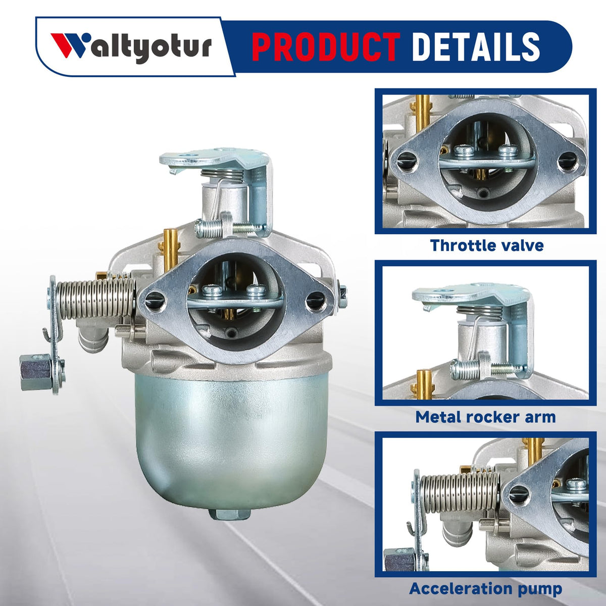Waltyotur carburetor packaging includes replacement part for EZGO TXT