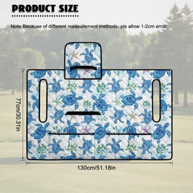 Compact foldable design with a built-in carry handle for portability.