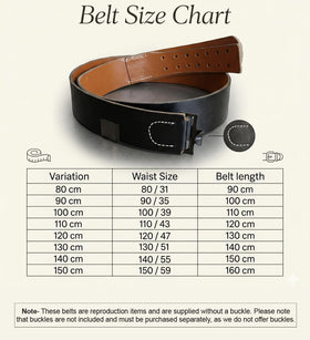 WarReplica black leather belt worn over tunic for authentic styling.