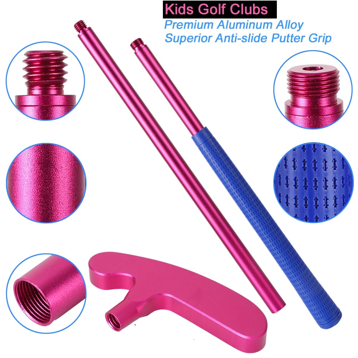Wassteel Kids Metal Golf Clubs Durable Aluminum sturdy, corrosion-resistant playtime companions