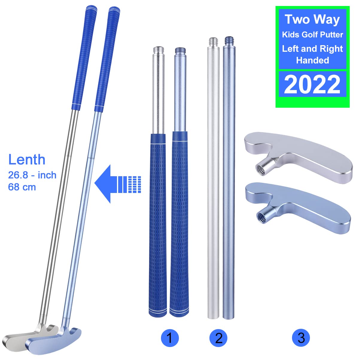 Wassteel two-way head offers versatility for right and left-handed players.