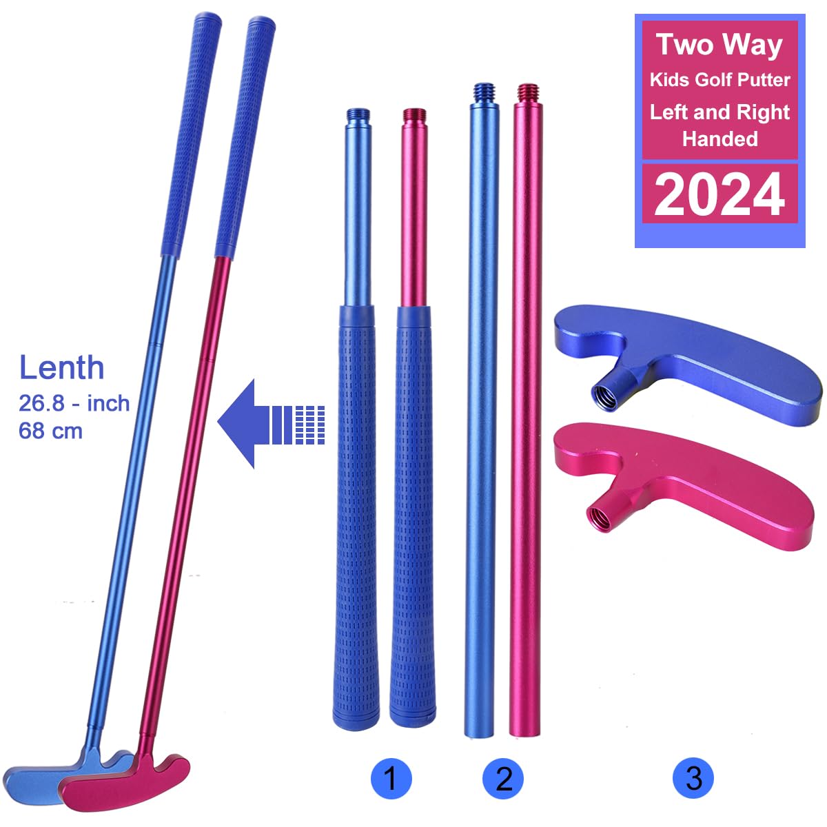 Wassteel putter head two-sided – suits both left and right-handed players.