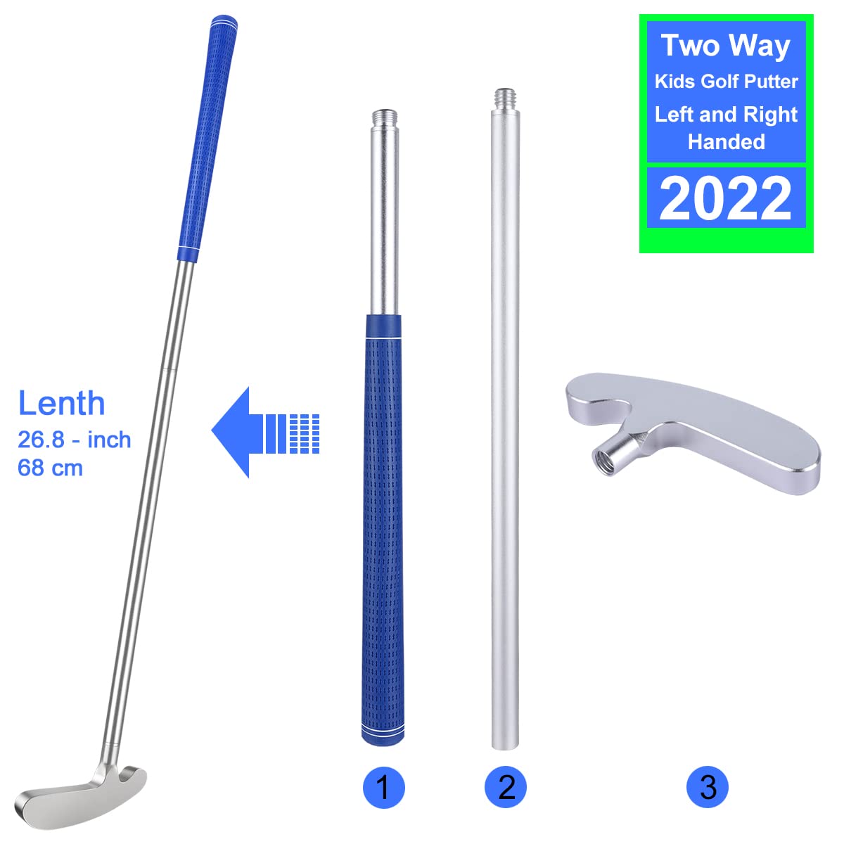 Wassteel two-way head showing compatibility for right and left handed players