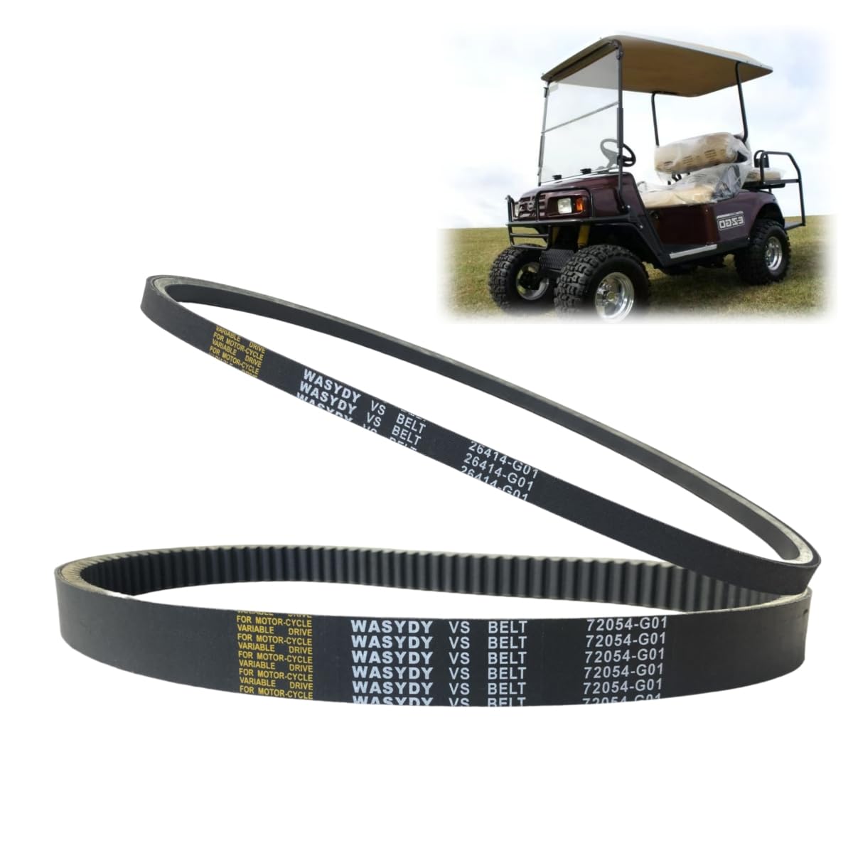 Wasydy EZGO TXT drive belt kit ready for installation to improve reliability.