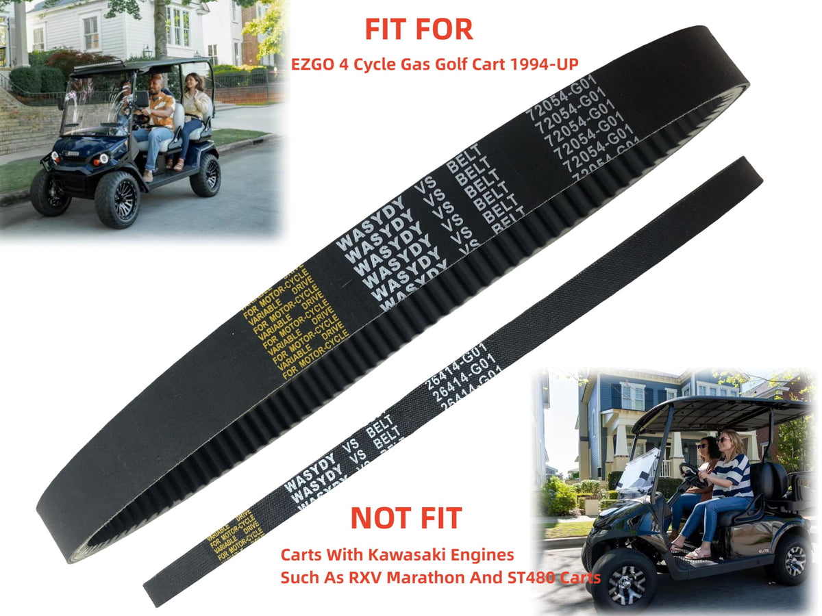 Wasydy EZGO TXT starter belt kit close-up showing compatibility with Robin engines.