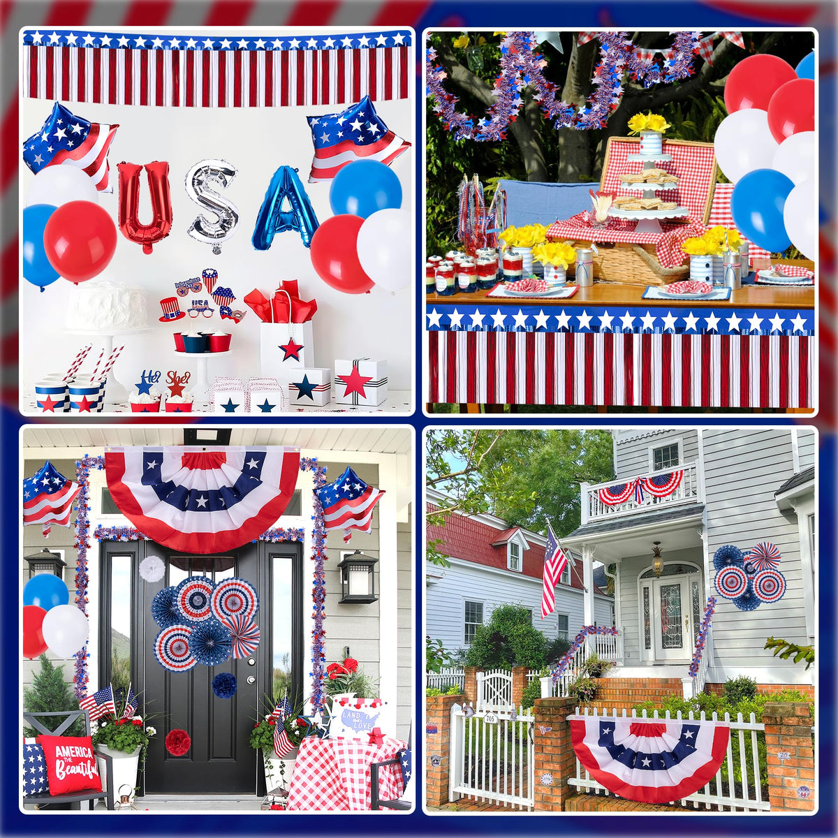 Watayo paper fans patriotic decor makes a great photo backdrop