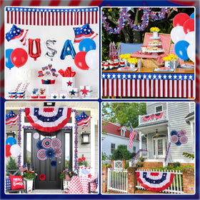 Watayo paper fans patriotic decor makes a great photo backdrop