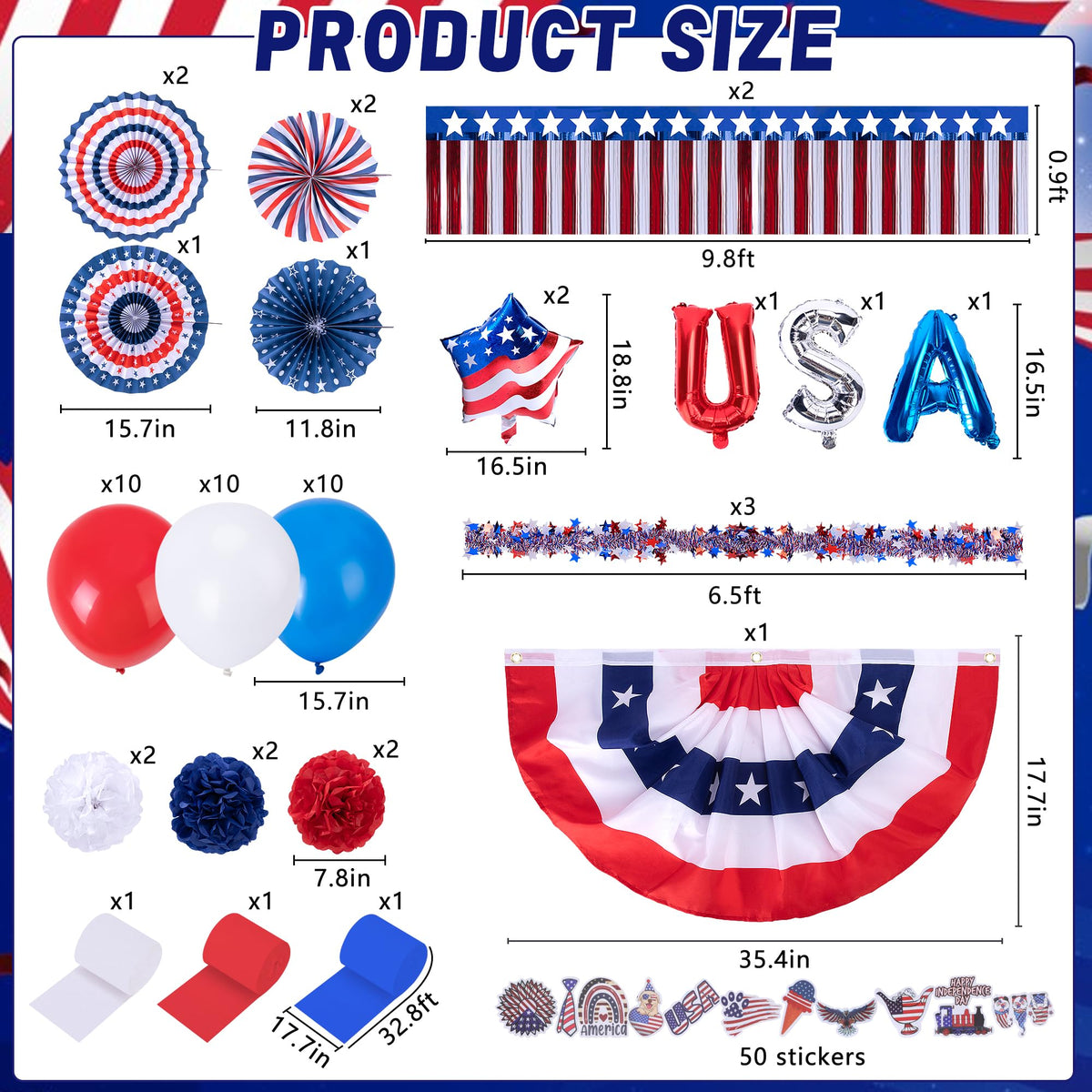Watayo pleated flag patriotic decor adds Independence Day flair