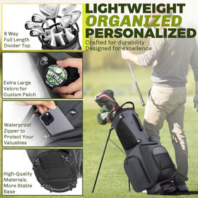 WAYTULES 8-Way divider top keeps clubs neatly separated.