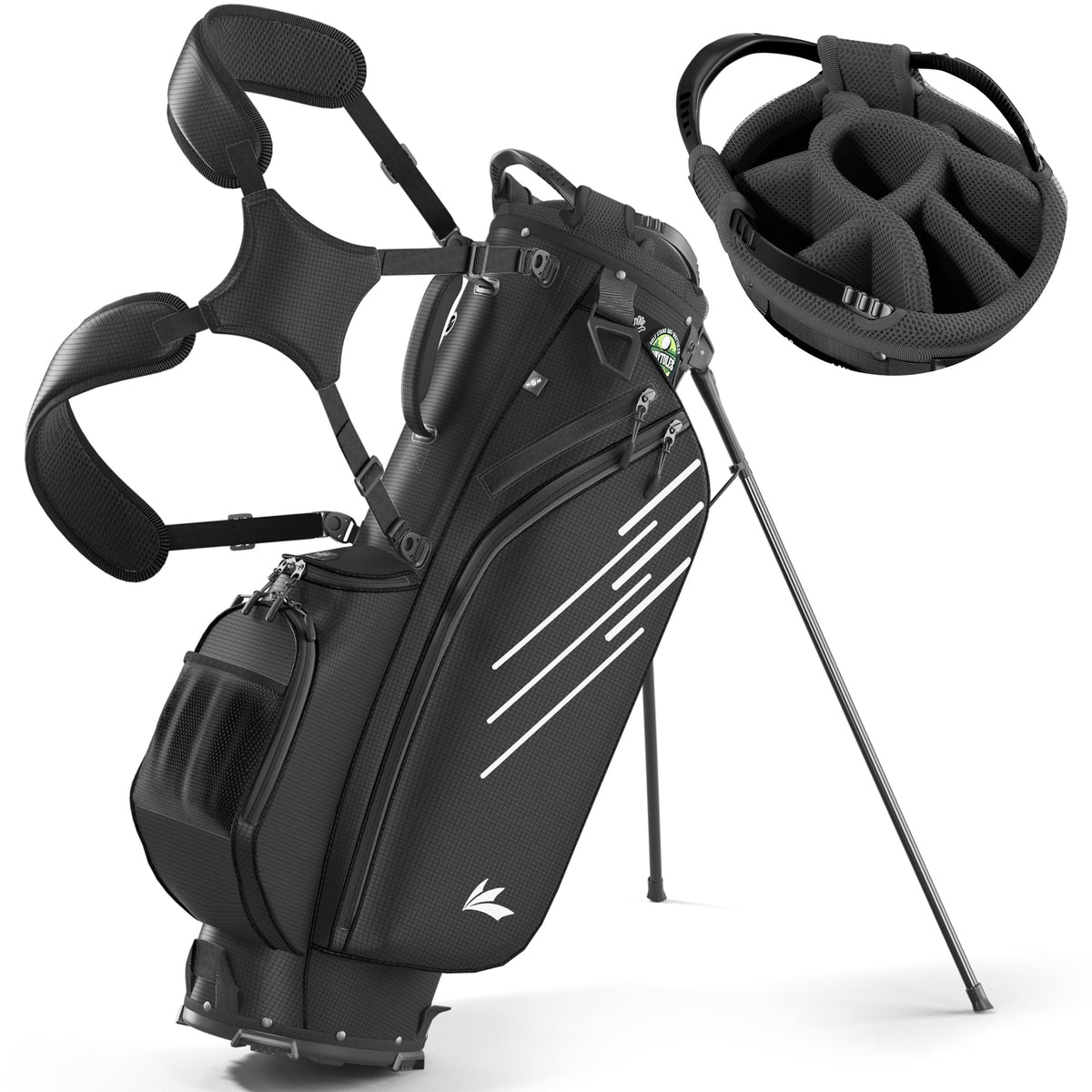 WAYTULES 8-Way Stand Bag with front patch zone for personalized course style.