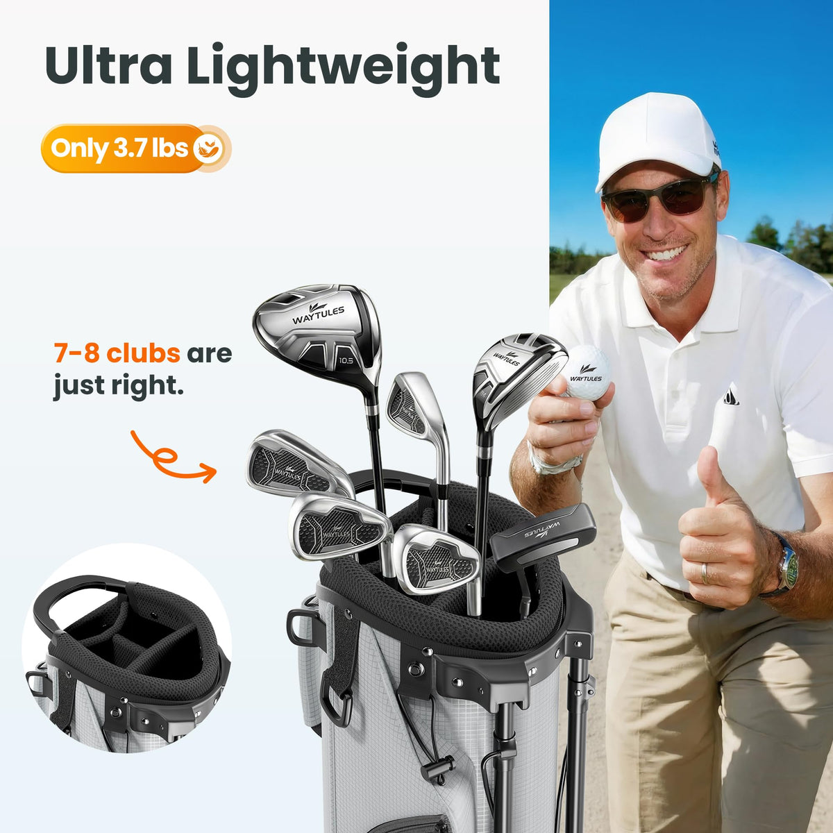 WAYTULES half-set bag ideal for range sessions with 6–8 clubs.