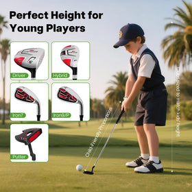 WAYTULES kids golf hybrid and irons in red, smooth feel for beginners