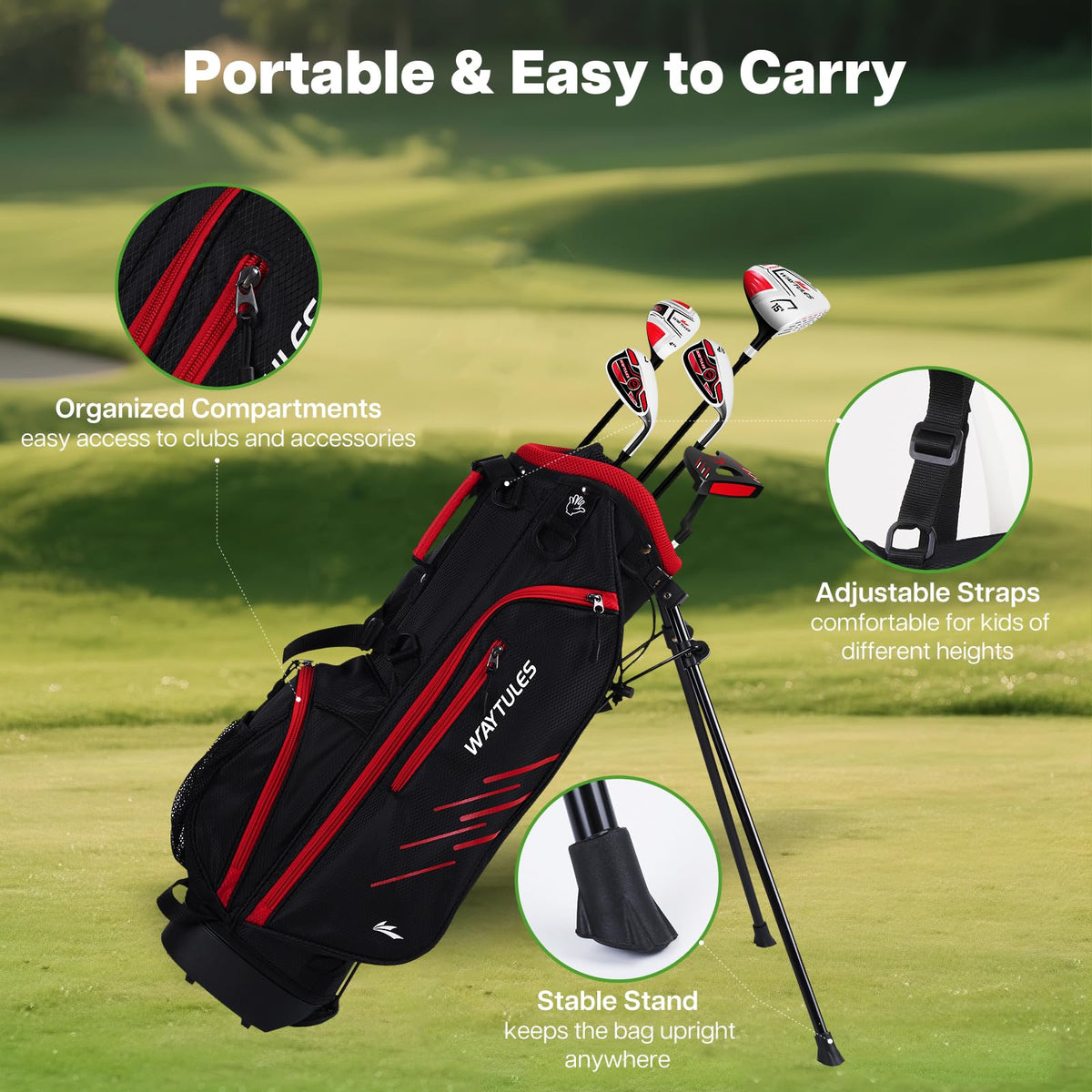 WAYTULES red putter with precise alignment for short game practice