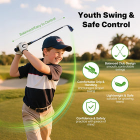 WAYTULES Kids Golf Set putter highlights precise alignment on greens.