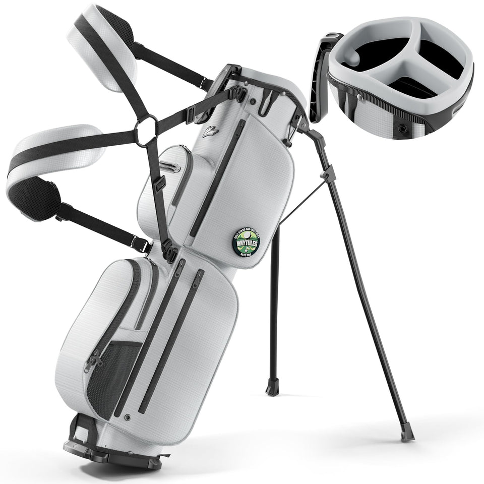 WAYTULES lightweight 3-way stand bag with top handle for quick on-course grabs.