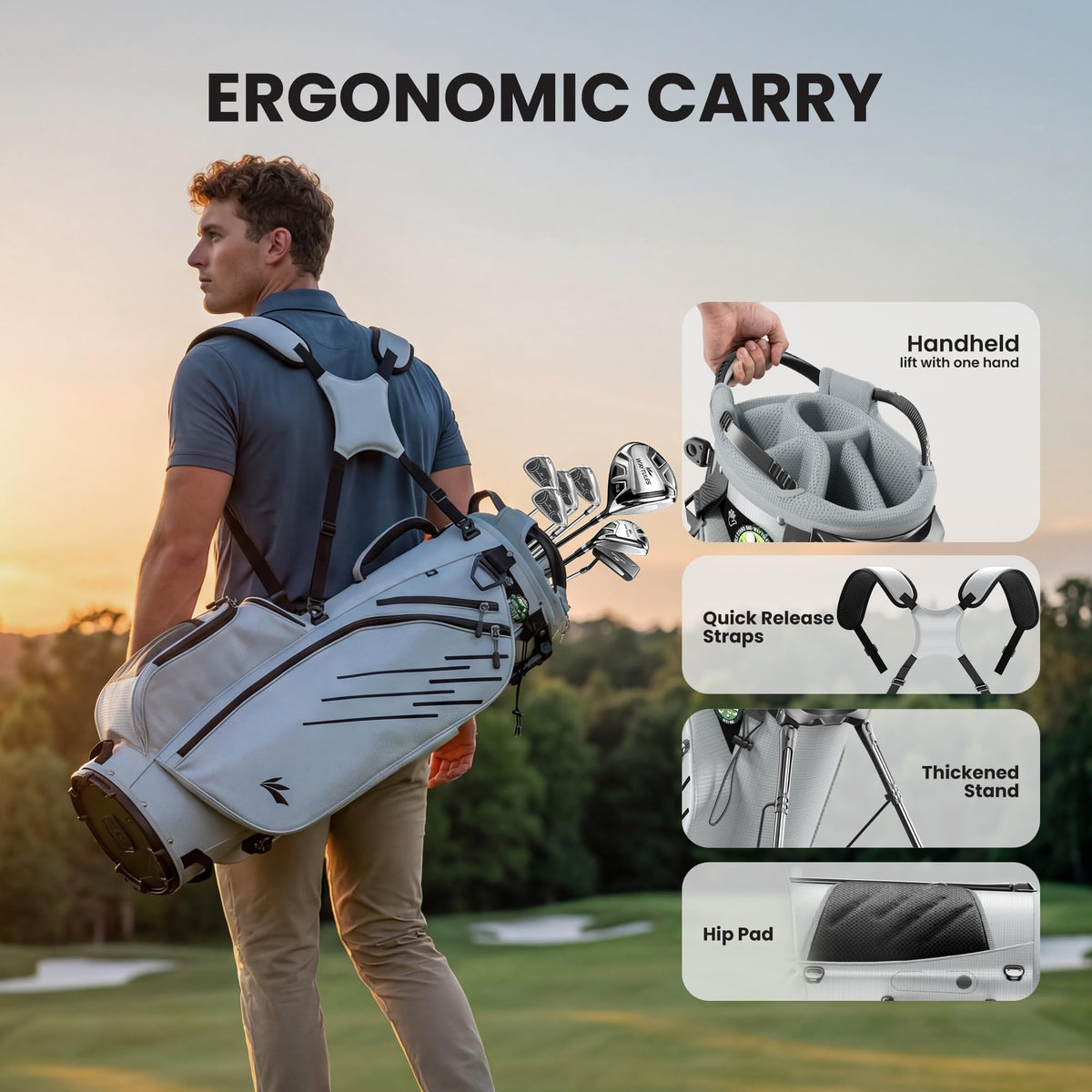 WAYTULES Six-pocket storage with insulated cooler for drinks on the tee.